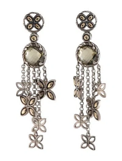 Pre-owned John Hardy Smoky Quartz Batu Kawung Drop Earrings In Multicolor