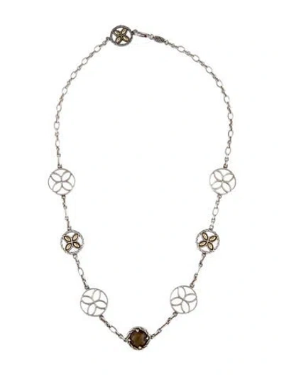 Pre-owned John Hardy Smoky Quartz Kawung Station Necklace, 18.25" In Multi