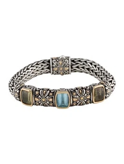 Pre-owned John Hardy Smoky Quartz, Quartz & Topaz Link Bracelet, 6.5" In Multi