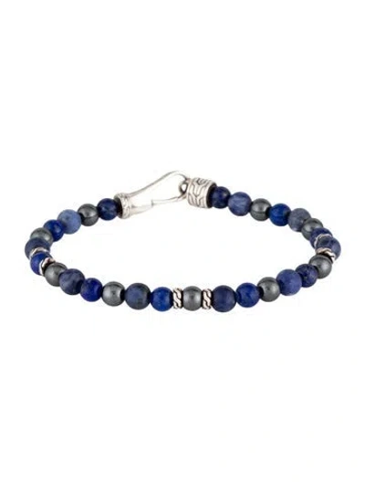 Pre-owned John Hardy Soalite, Hematite & Lapis Lazuli Bead Bracelet, 7.5" In Multicolor