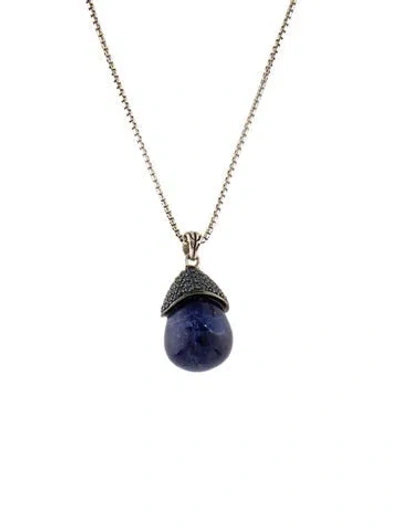 Pre-owned John Hardy Sodalite & Sapphire Pendant Necklace, 18.25" In Multi