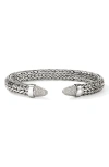 John Hardy Sterling Silver Spear Diamond Pave Flex Cuff Bracelet In Silver White Diamond .77ct