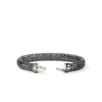 John Hardy Spear 50 Flex Cuff, Dark Silver, Howlite In Metallic