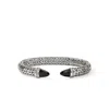 John Hardy Spear 50 Flex Cuff, Sterling Silver, Black Onyx, Diamonds In Metallic