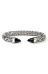 John Hardy Sterling Silver Spear Black Onyx Cuff Bracelet In Silver/black Onyx