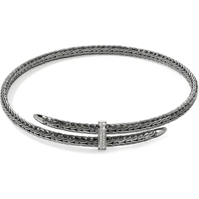 John Hardy Spear Coil Choker, Diamonds In Dark Sterling Silver