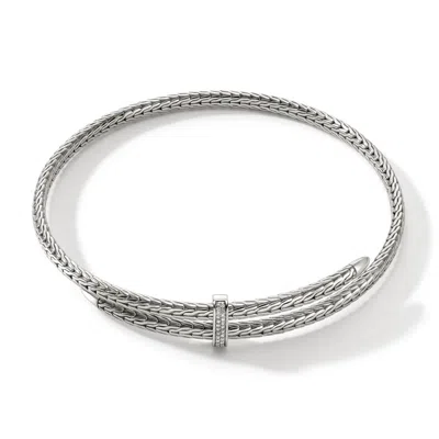 John Hardy Sterling Silver Classic Chain Diamond Pave Coil Choker Necklace, 13