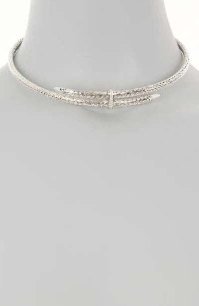 John Hardy Spear Coil Diamond Choker Necklace In Silver