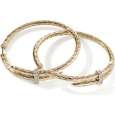John Hardy Spear Diamond Bypass Hoop Earrings In Gold