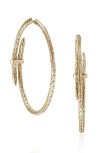 John Hardy Spear Diamond Bypass Hoop Earrings In Gold