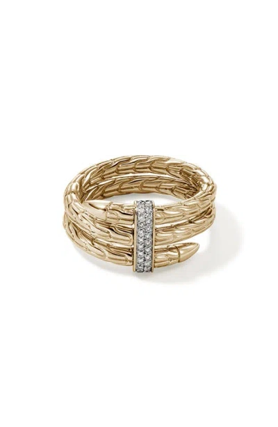 John Hardy Spear Diamond Bypass Ring In Yellow Gold