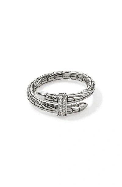 John Hardy Sterling Silver Spear Diamond Coil Ring