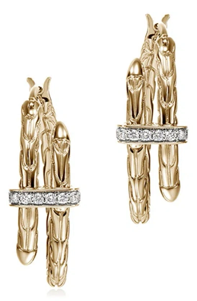 John Hardy Spear Diamond Hoop Earrings In Gold