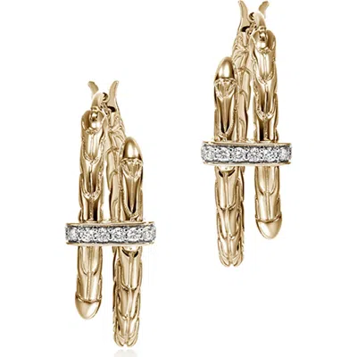 John Hardy Spear Diamond Hoop Earrings In Gold