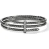 John Hardy Spear Double Flex Cuff, Diamond, 4mm In Dark Silver