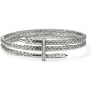 John Hardy Sterling Silver Spear Diamond Pave Double Flex Cuff Bracelet In Silver White Diamond