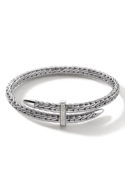 John Hardy Spear Flex Cuff, Diamonds In Sterling Silver