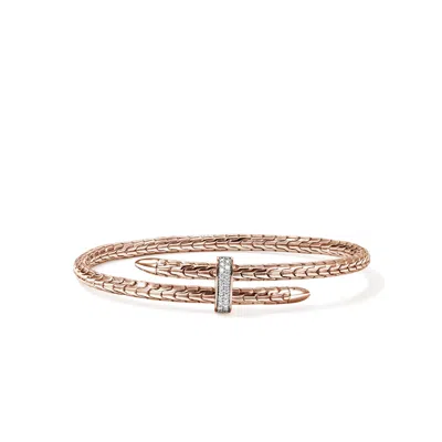 John Hardy Spear Flex Cuff, Rose Gold, Diamonds, 4mm