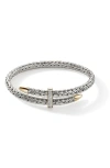 John Hardy Spear Flex Cuff, Silver, Gold, Diamonds In Silver And Gold
