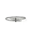 John Hardy Spear Flex Cuff, Sterling Silver, Black Sapphire, 4mm In Metallic