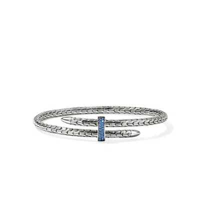 John Hardy Spear Flex Cuff, Sterling Silver, Blue Sapphire, 4mm In Metallic