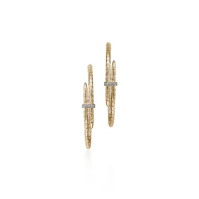 John Hardy 14k Yellow Gold Spear Diamond Coil Hoop Earrings