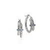 John Hardy Spear Hoop Earrings, Sterling Silver, Blue Sapphire, 22.5mm In Metallic