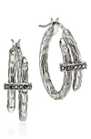 John Hardy Spear Hoop Earrings, Sterling Silver, Sapphires In Brown
