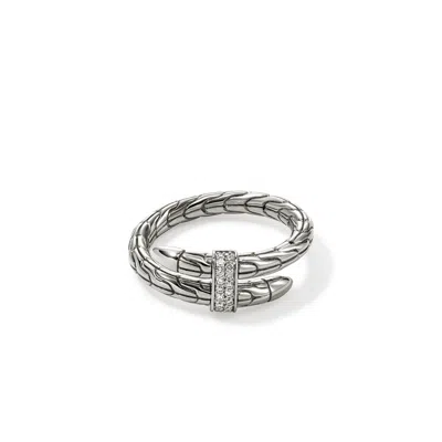 John Hardy Sterling Silver Spear Diamond Coil Ring