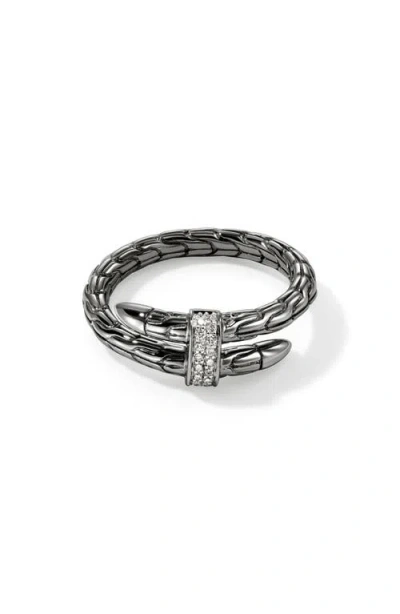 John Hardy Spear Wrap Ring, Diamonds In Dark Sterling Silver