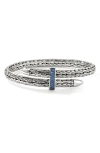 John Hardy Sterling Silver Blue Sapphire Spear Flex Cuff Bracelet In Silver/blue