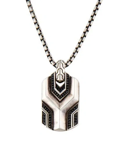 Pre-owned John Hardy Spinel & Sapphire Carved Tag Necklace, 26" In Multi