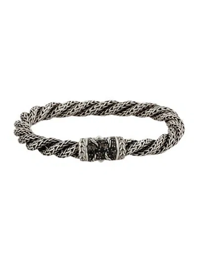 Pre-owned John Hardy Spinel & Smoky Quartz Palua Lava Braided Bracelet, 6.75" In Multicolor