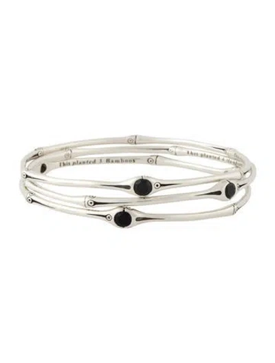 Pre-owned John Hardy Spinel Bamboo Bangle Bracelet Set, 8" In Multi