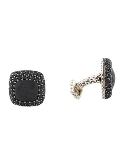 Pre-owned John Hardy Square Spinal & Sapphire Cufflinks In Black