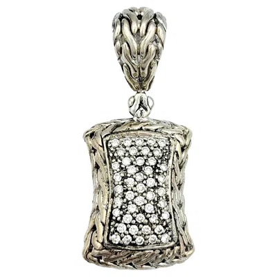 Pre-owned John Hardy Squared Diamond Pendant In Sterling Silver And 18 Karat Yellow Gold