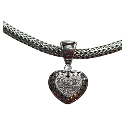 Pre-owned John Hardy Sterling And 18k Yellow Gold Diamond Heart Pendant Necklace #25232