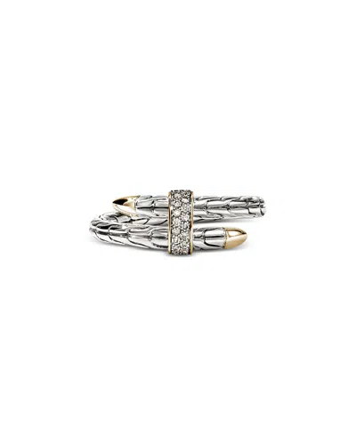 John Hardy Sterling Silver & 14k Yellow Gold Diamond Spear Ring, 0.08 Tcw