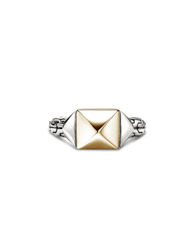 John Hardy Sterling Silver & 14k Yellow Gold Icon Stud Ring In Metallic