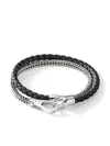 John Hardy Sterling Silver And Leather Wrap Bracelet In Silver
