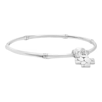 Pre-owned John Hardy Sterling Silver Bamboo Collection Cross Bracelet In Multi