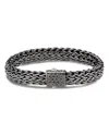 John Hardy Sterling Silver Classic Chain Matte Black Rhodium Wide Flat Chain Bracelet In Silver