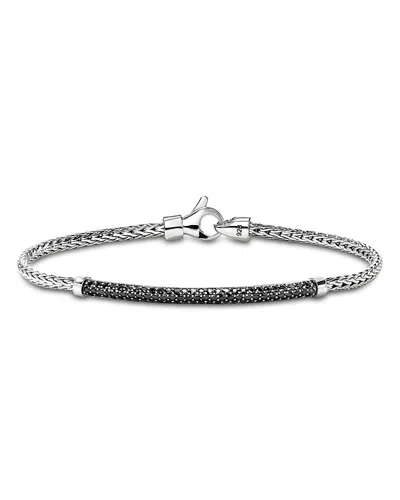John Hardy Sterling Silver Black Sapphire Pave Bar Bracelet In Gray