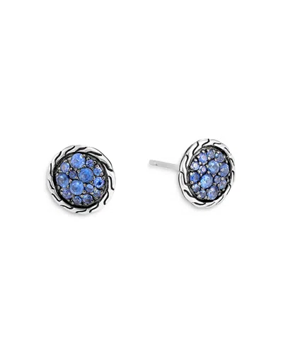 John Hardy Sterling Silver Classic Chain Blue Sapphire Stud Earrings