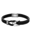 John Hardy Sterling Silver Classic Chain Cord Bracelet With Black Leather In Black/silver