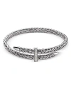 John Hardy Sterling Silver Classic Chain Diamond Pave Bypass Cuff Bracelet In Silver