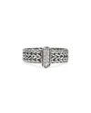 John Hardy Sterling Silver Diamond Icon Link Ring In Silver