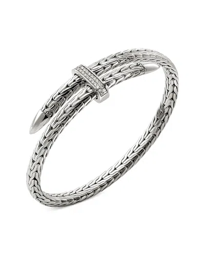John Hardy Sterling Silver Classic Chain Diamond Pave Bypass Cuff Bracelet