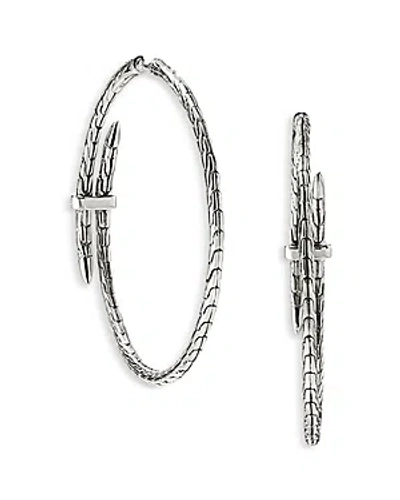 John Hardy Sterling Silver Diamond Spear Large Hoop Earrings