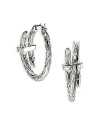 JOHN HARDY STERLING SILVER DIAMOND SPEAR SMALL HOOP EARRINGS